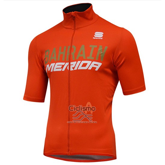 Bahrain Merida SS Ropa Ciclismo Culotte Corto 2018 Mangas Cortas Naranja